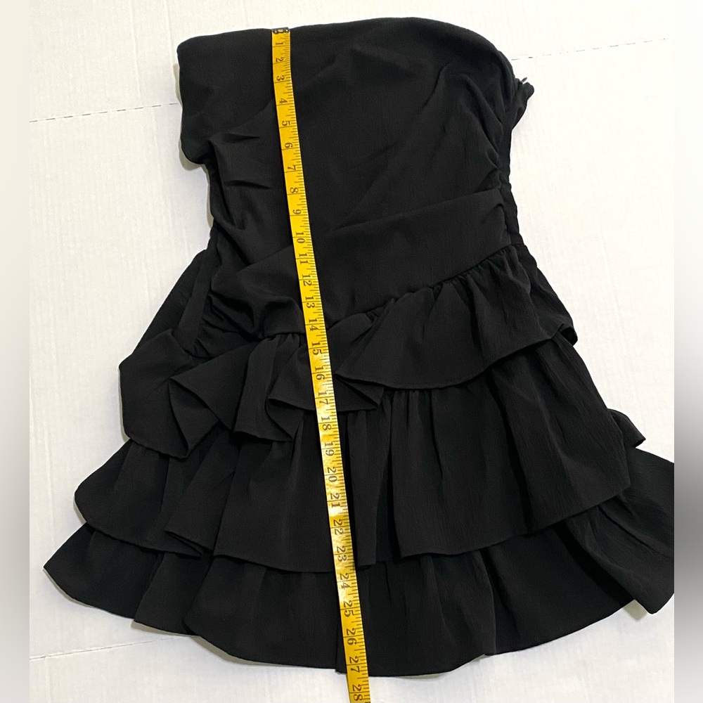 SHEIN Women M Black Strapless Dress Ruffles Retro Y2K Fall Preppy 90s Minimalism - Picture 11 of 15